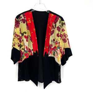 Vtg Spencer Alexis Cardigan Womens L Fairy Floral‎ Butterfly Y2K Peasant Kimono
